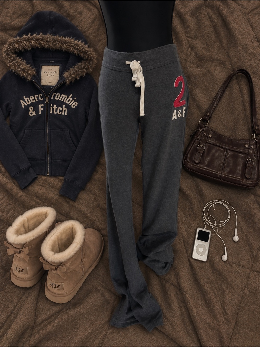 Y2k Rare sweatpants ✧ vintage a&f ✧ 2000s mall girl ✧ cozy grunge Large Gray Vtg